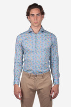 Camicia Uomo di Cotone Moka del caffè manica lunga