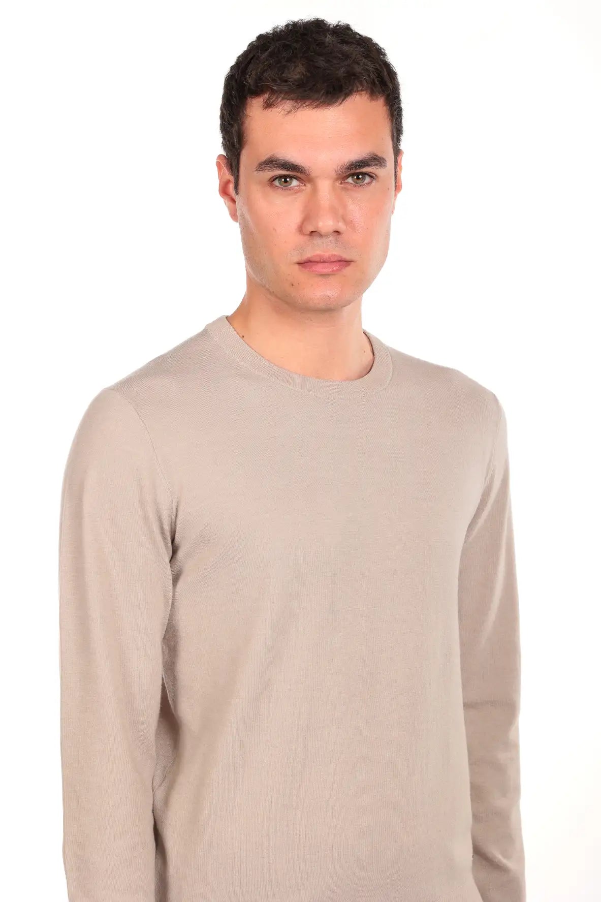 Maglia girocollo tessuto antiallergico effetto lanato