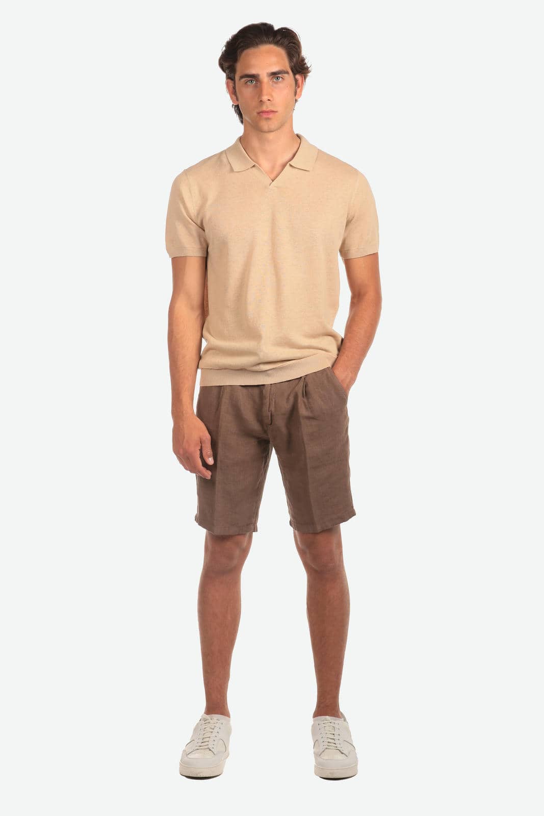 Bermuda in 100% lino con pences