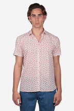 Camicia Estiva Leggera a Maniche Corte - Fantasia Corni Rossi