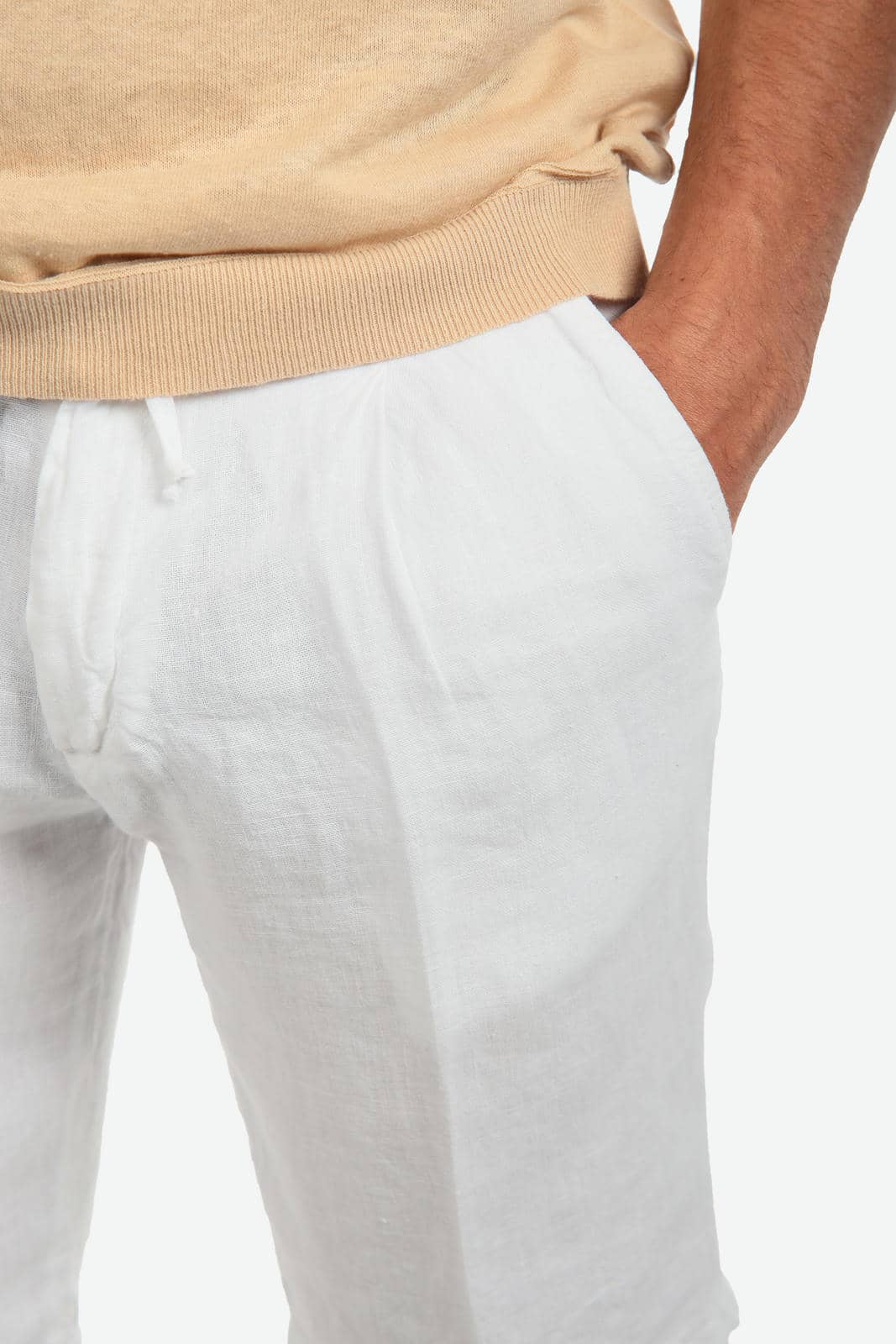 Bermuda in 100% lino con pences