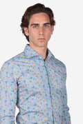 Camicia Uomo di Cotone Moka del caffè manica lunga