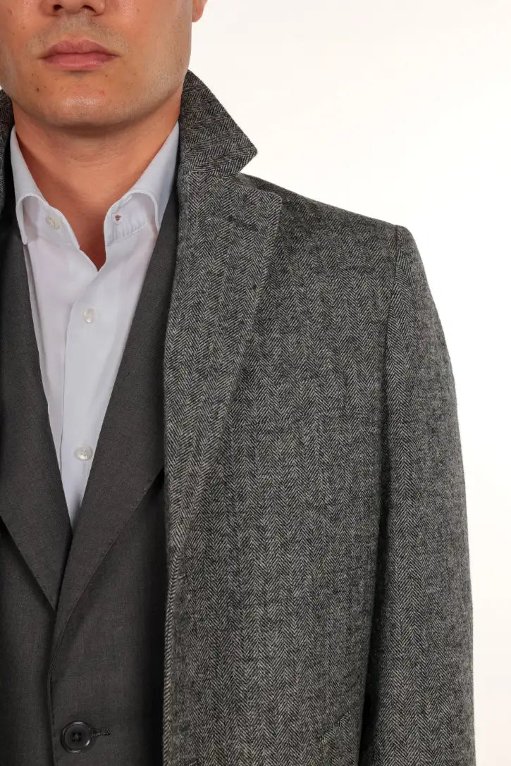 Cappotto spigato monopetto