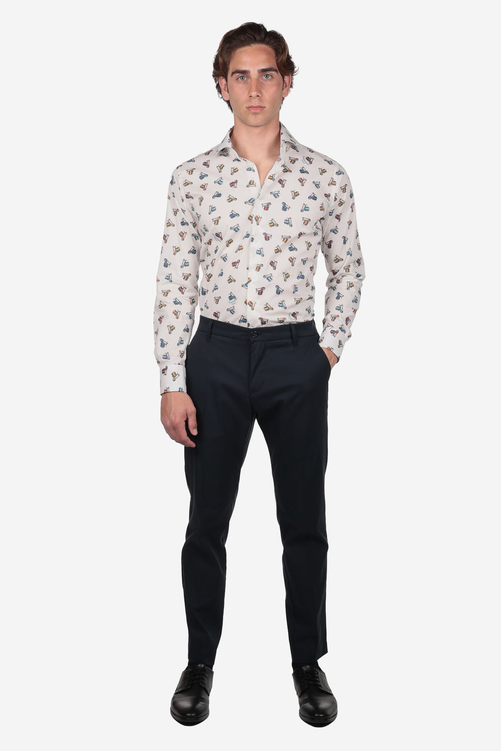 Camicia in 100% cotone fantasia vespa special manica lunga