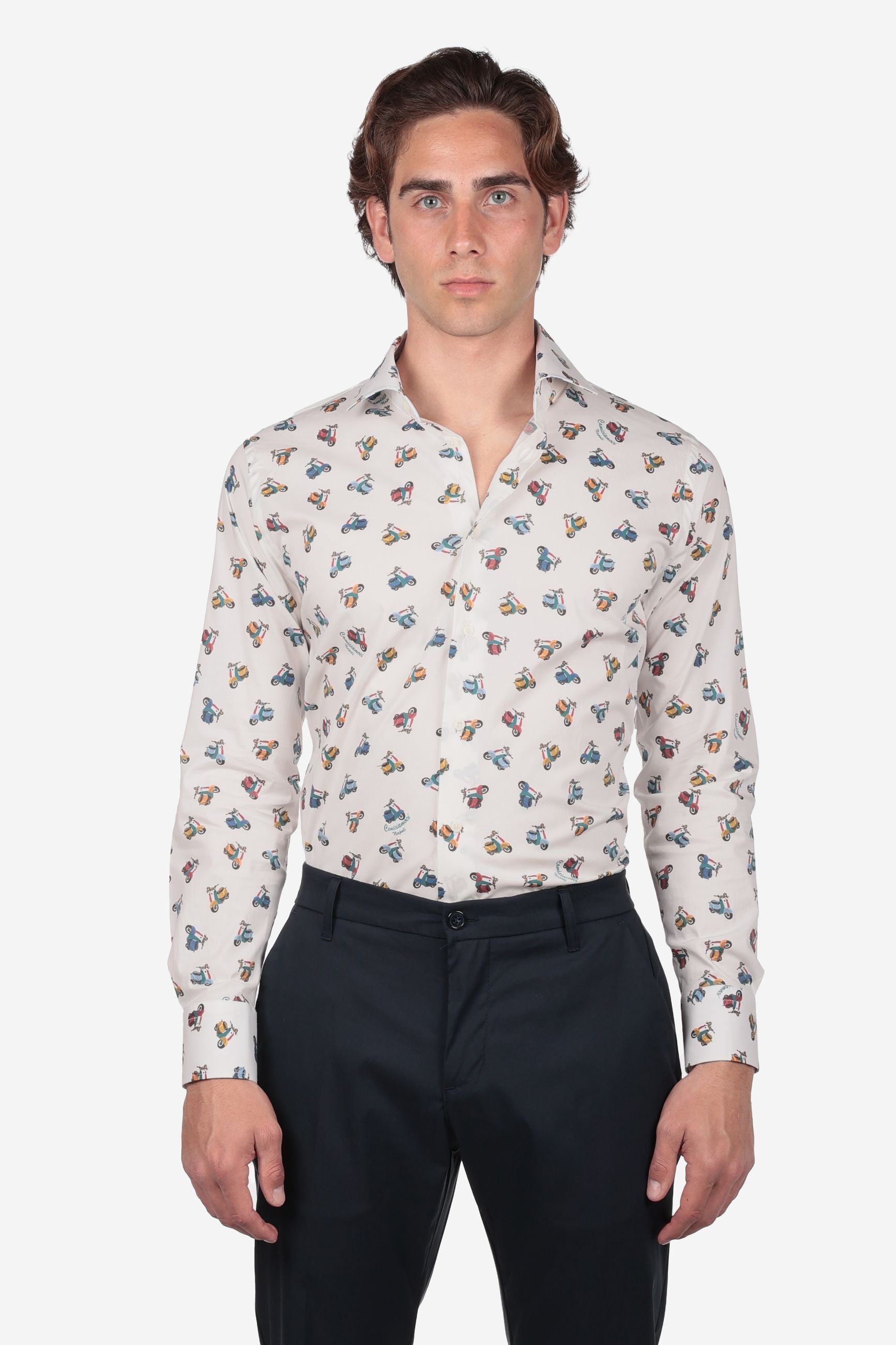 Camicia facile stiro a fantasia vespetta