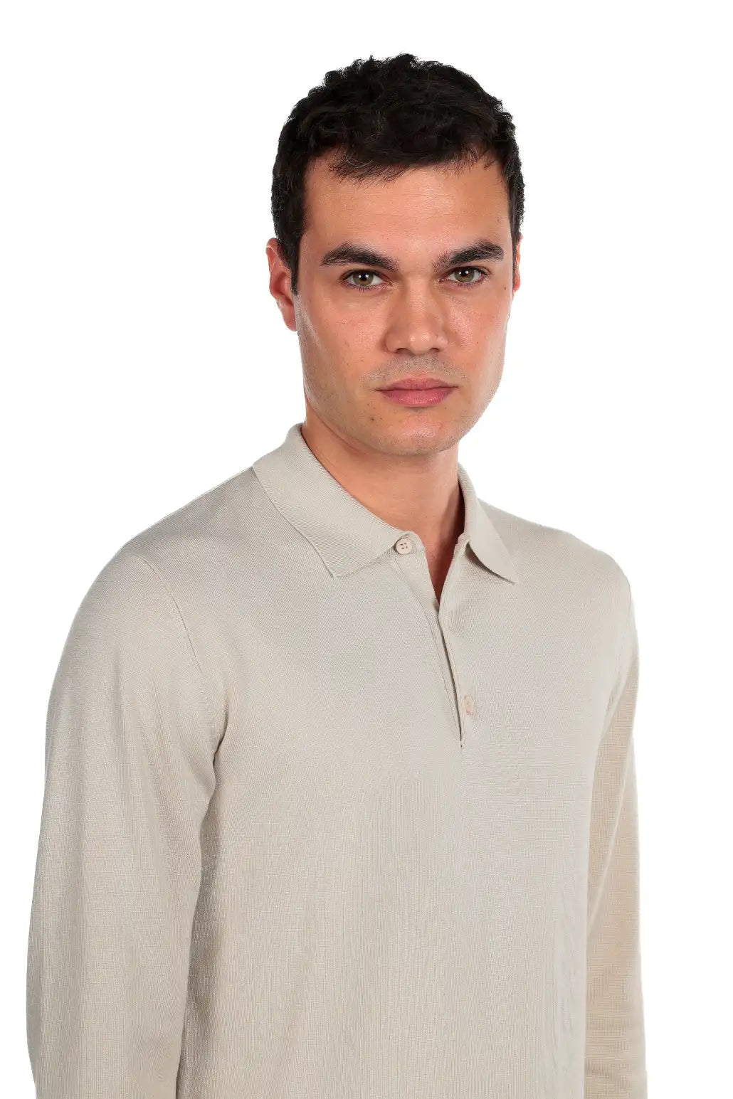 Maglia polo tre bottoni a maniche lunghe
