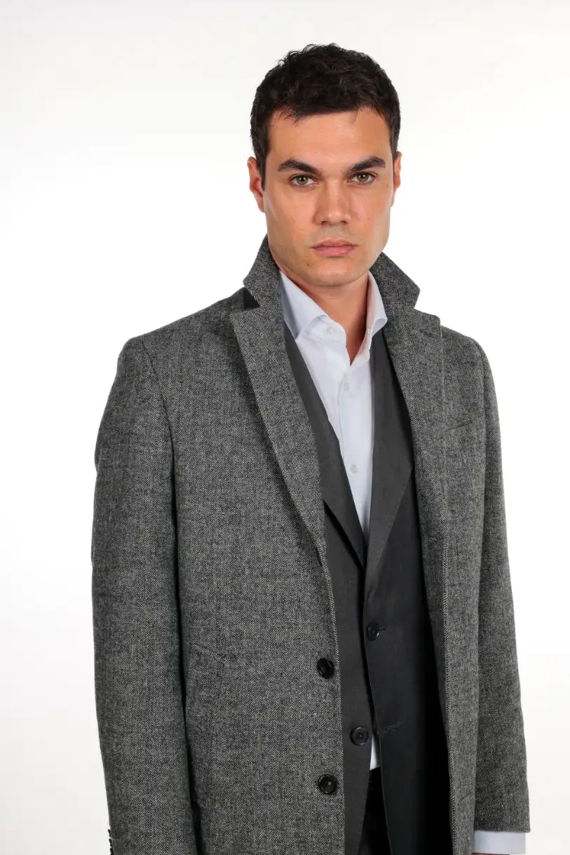 Cappotto spigato monopetto