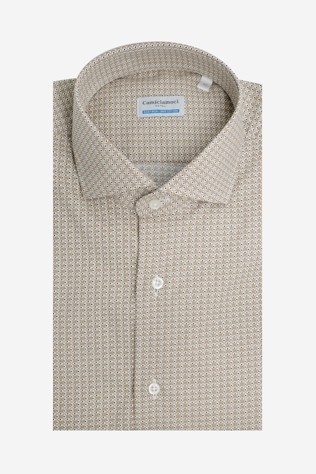 Camicia facile stiro a fantasia occhio cammello