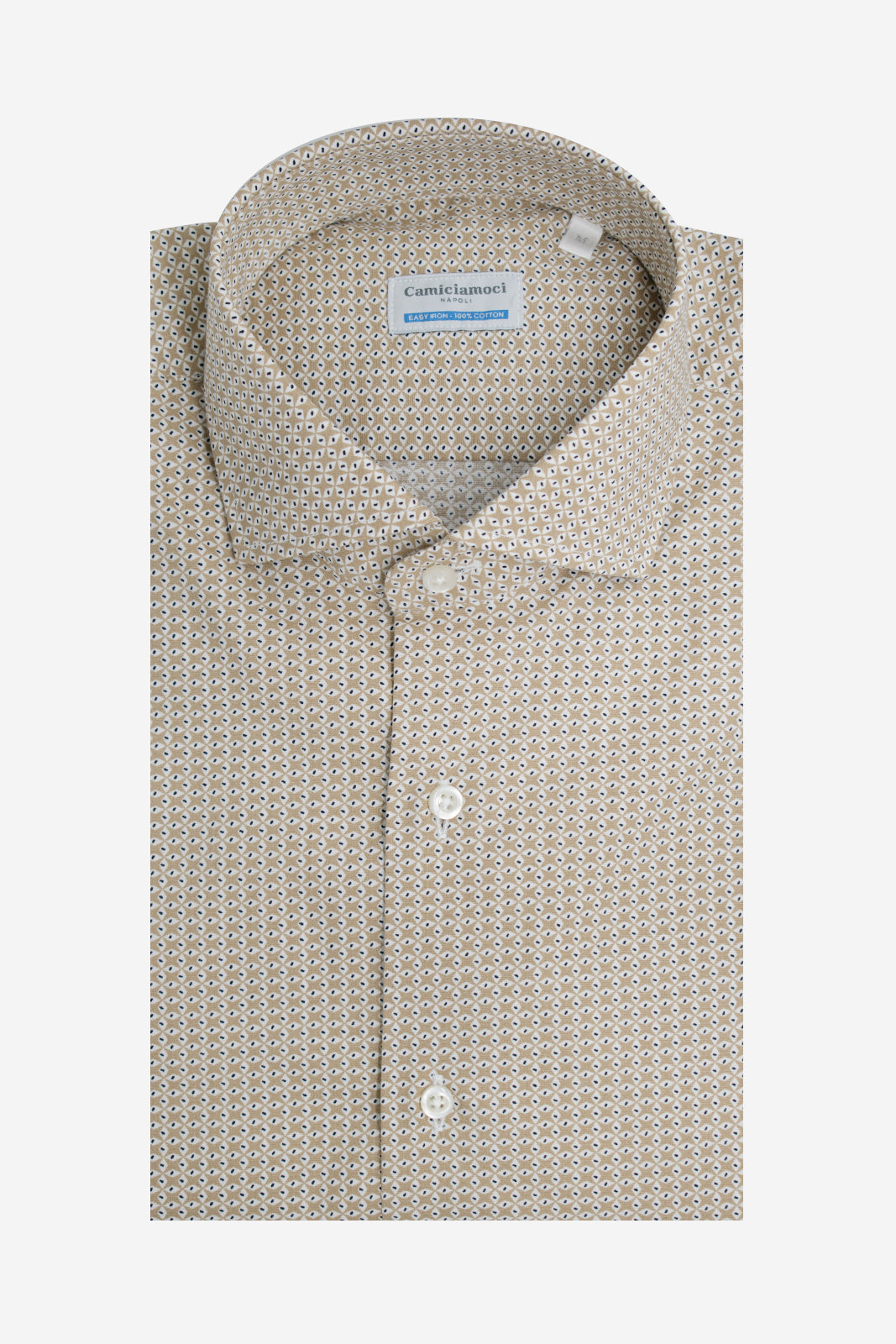 Camicia facile stiro a fantasia occhio cammello