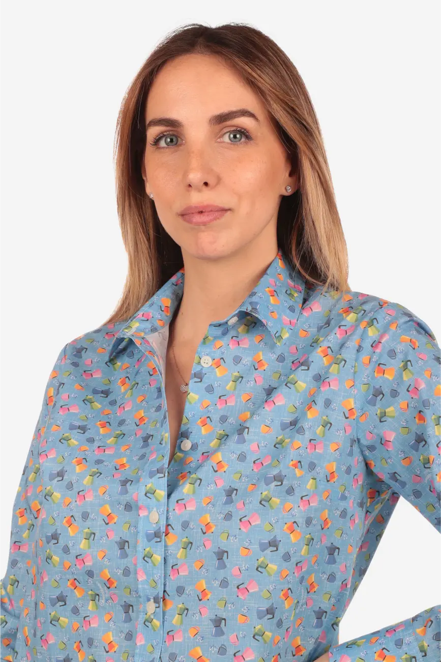 Camicia donna a fantasia moka