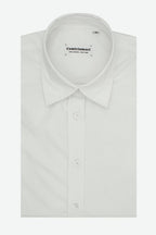 Camicia donna bianca in cotone 100% tinta unita, realizzata artigianalmente a Napoli