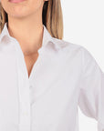Camicia donna bianca in cotone 100% tinta unita, realizzata artigianalmente a Napoli