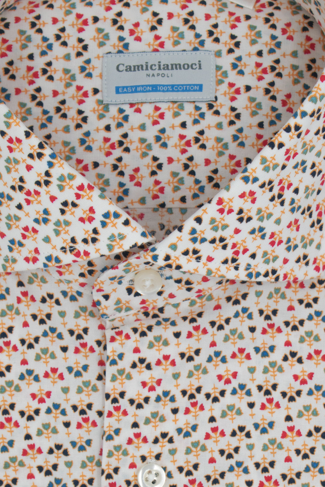 Camicia fantasia bouquet bianco