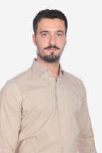 Camicia facile stiro a fantasia occhio cammello