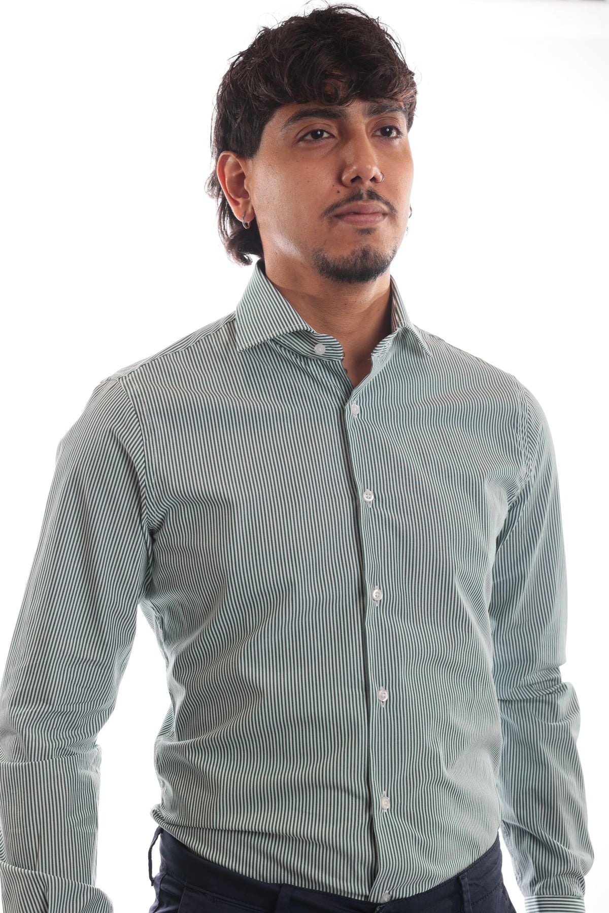 Camicia riga media 100% cotone