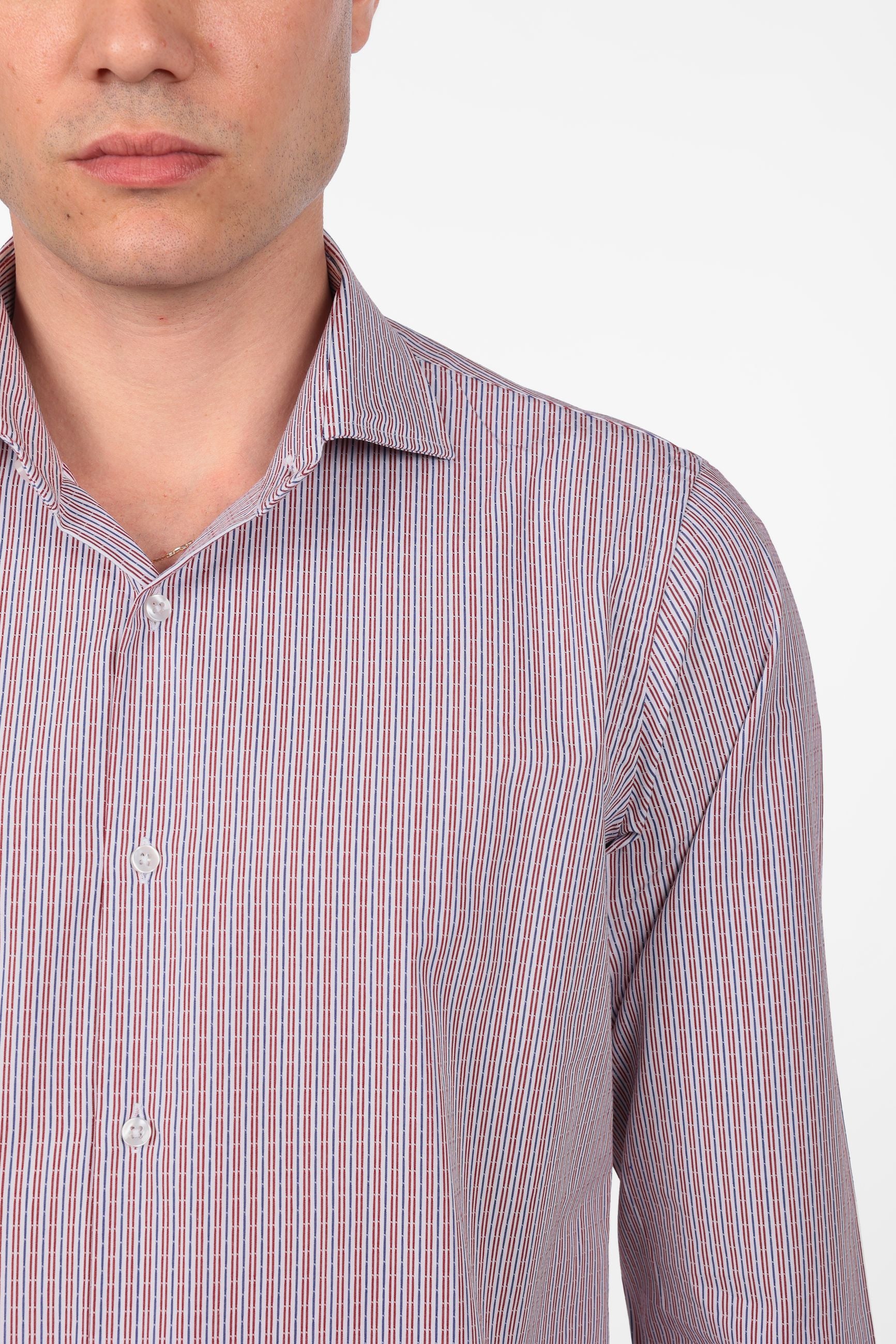 Camicia 100% cotone fantasia bastoncino bicolor