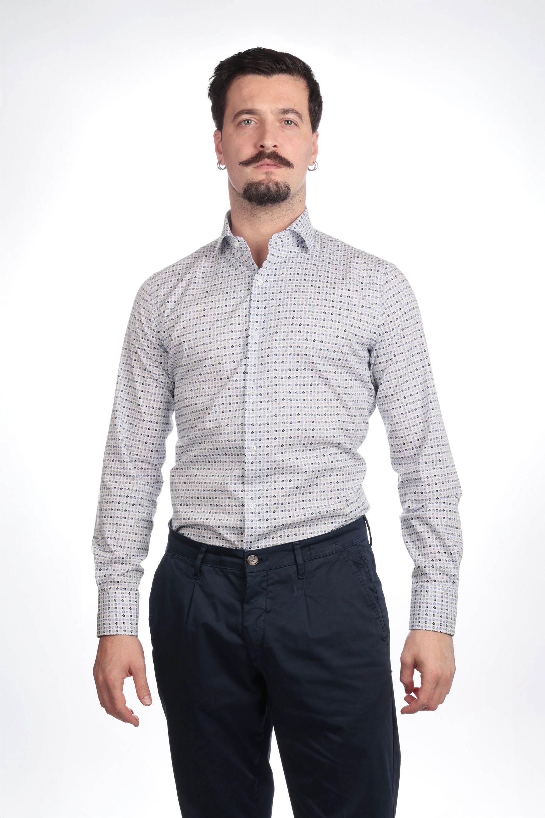 Camicia facile stiro a fantasia 3 fiori