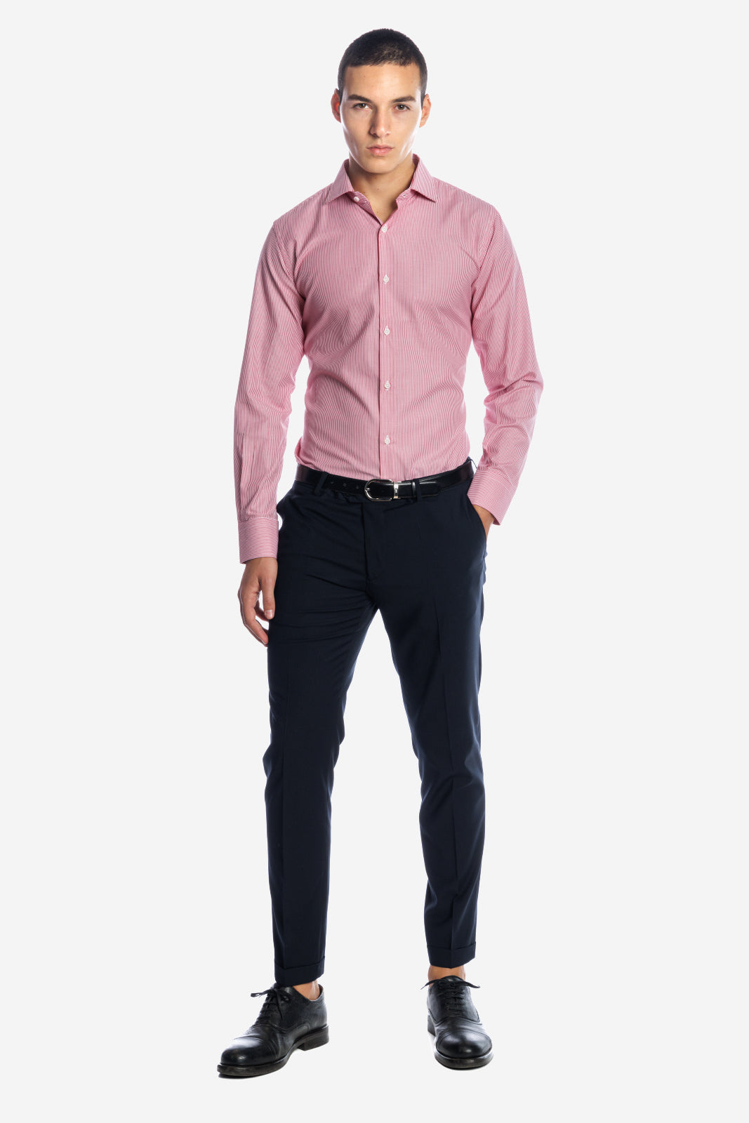 Camicia riga media 100% cotone