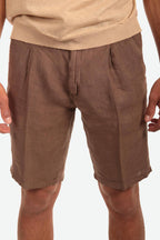 Bermuda in 100% lino con pences
