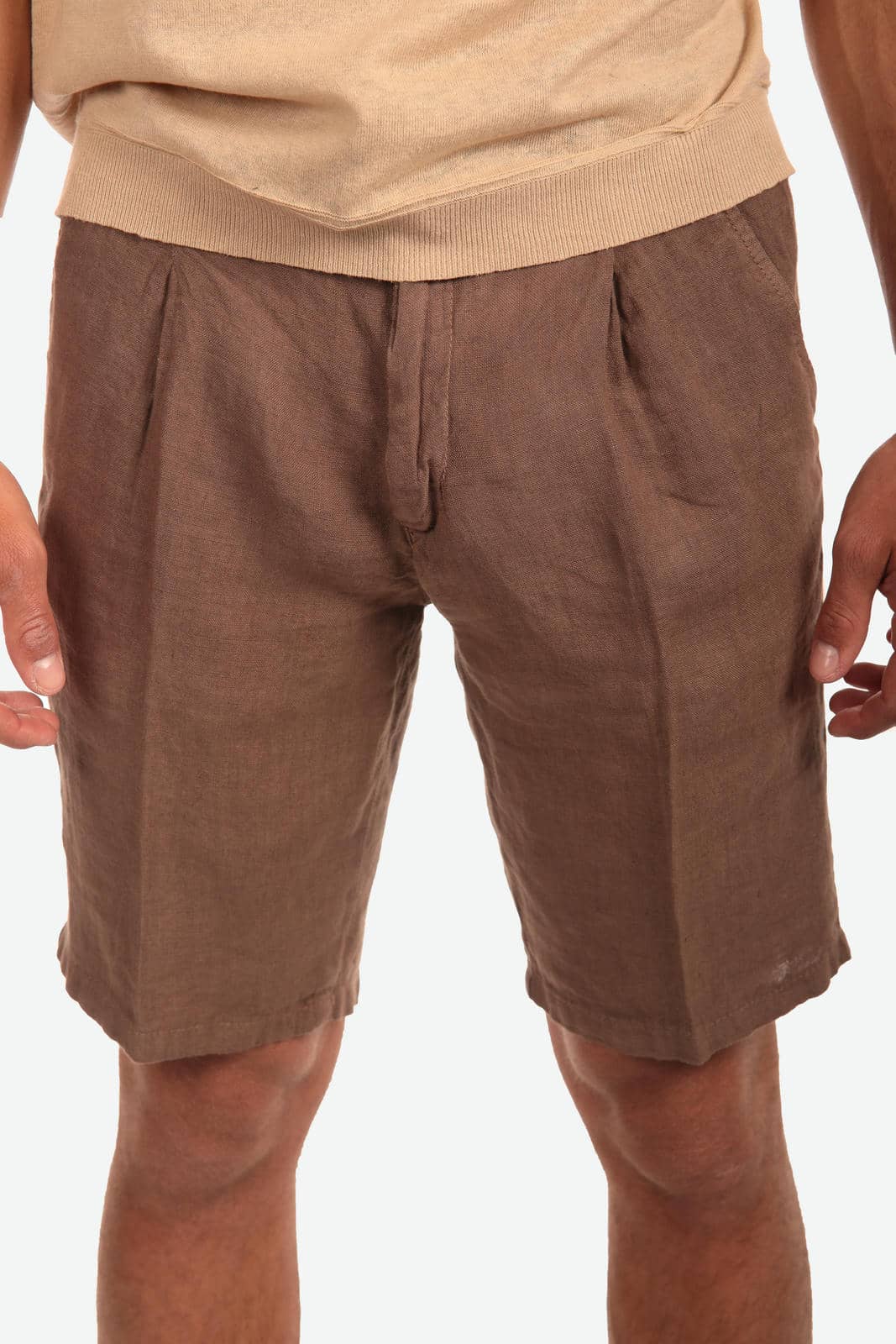Bermuda in 100% lino con pences
