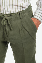 Bermuda in 100% lino con pences