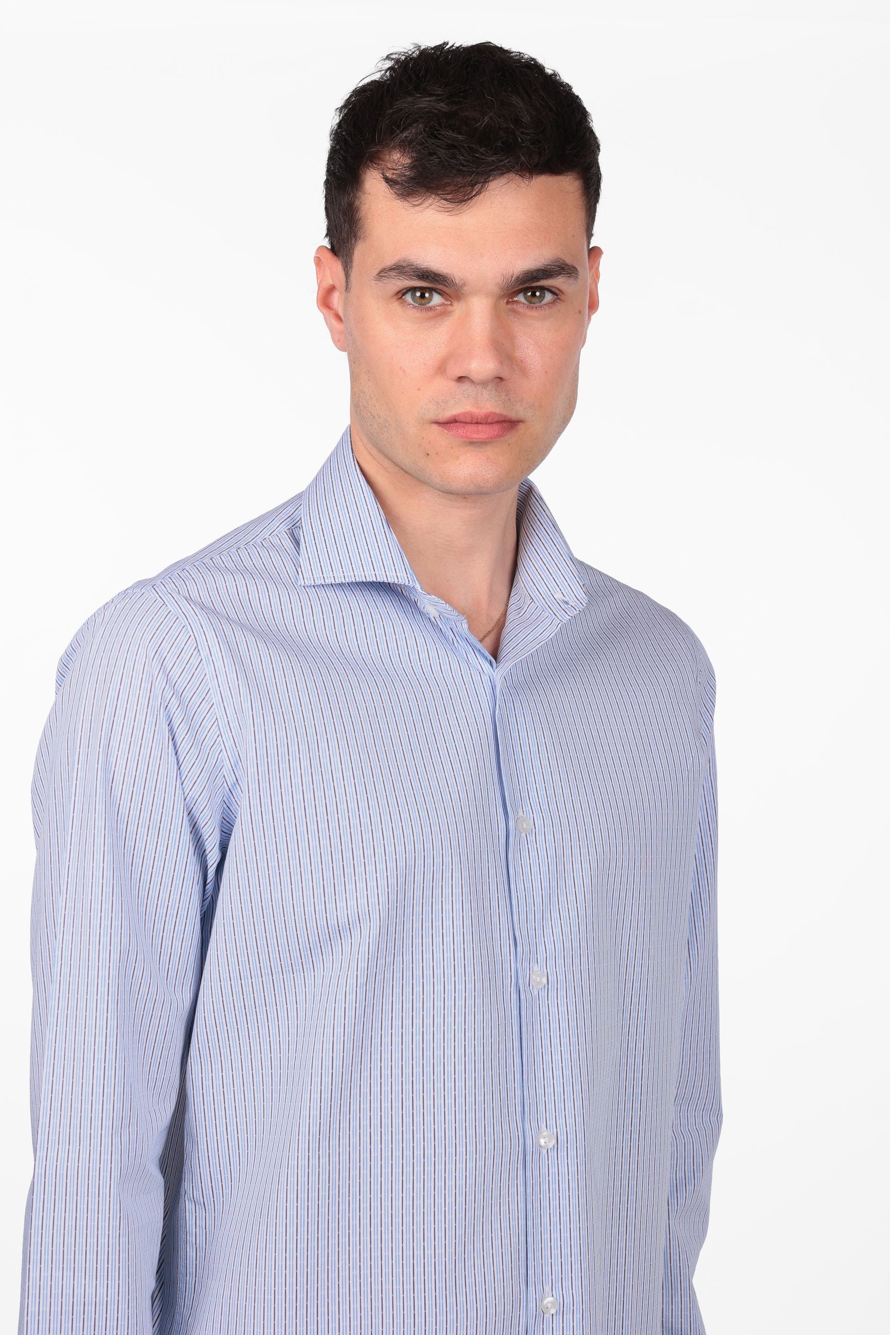 Camicia 100% cotone fantasia bastoncino bicolor