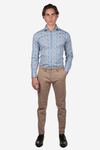Camicia Uomo di Cotone Moka del caffè manica lunga