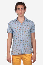 Camicia mezza manica 100% cotone con fantasia vespa