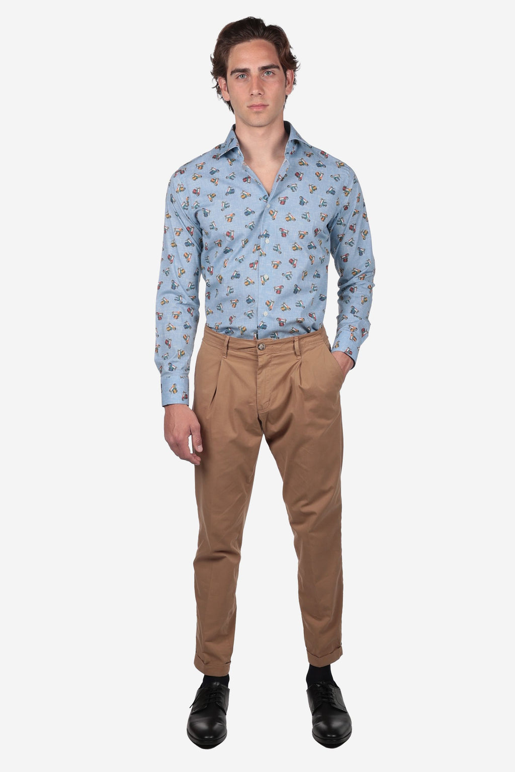 Camicia in 100% cotone fantasia vespa special manica lunga