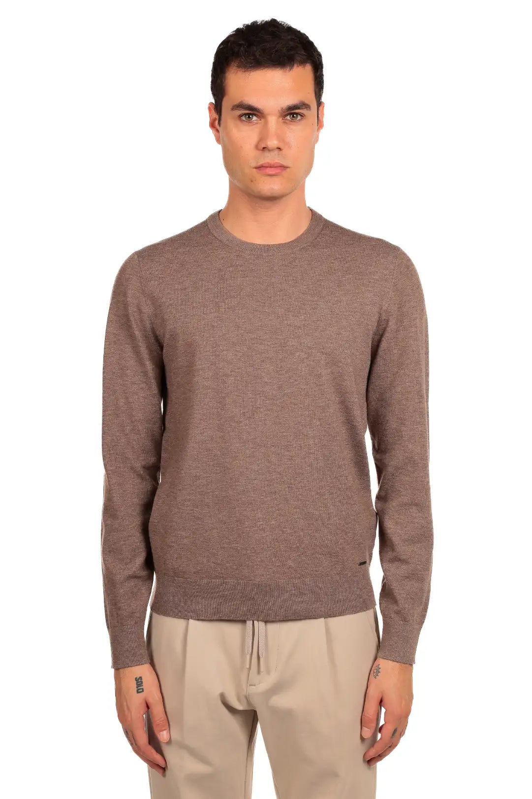 Maglia girocollo tessuto antiallergico effetto lanato