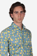 Camicia Uomo Mussola di Cotone Limoni di Positano manica lunga