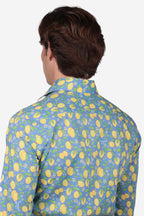Camicia Uomo Mussola di Cotone Limoni di Positano manica lunga