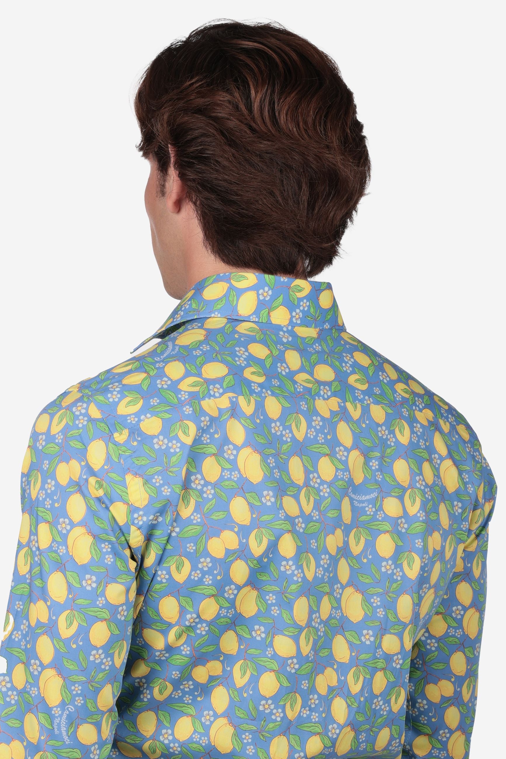 Camicia Uomo Mussola di Cotone Limoni di Positano manica lunga