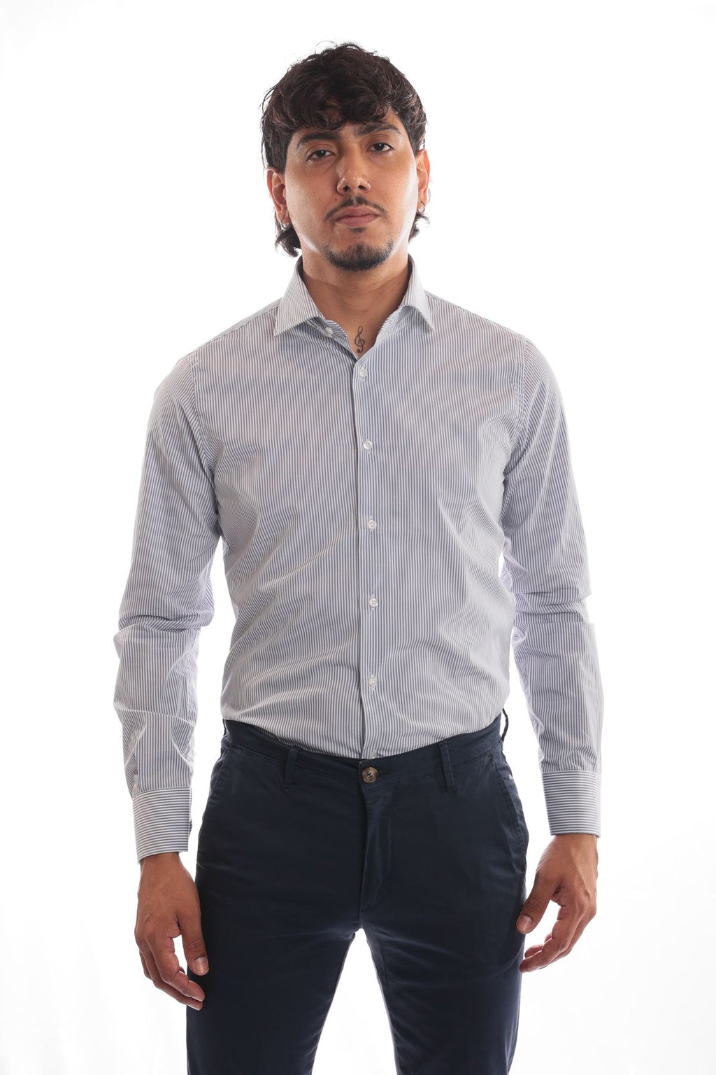 Medium-striped cotton shirt