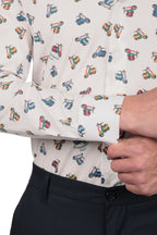 Camicia in 100% cotone fantasia vespa special manica lunga