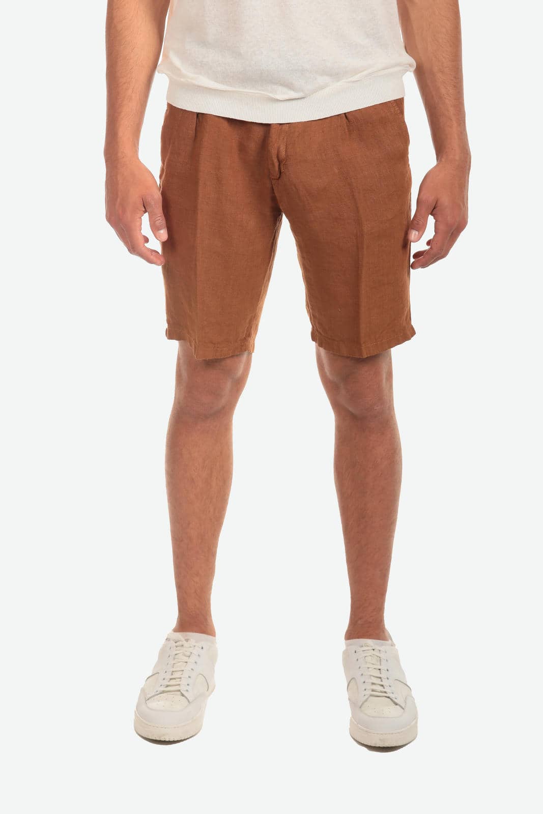 Bermuda in 100% lino con pences