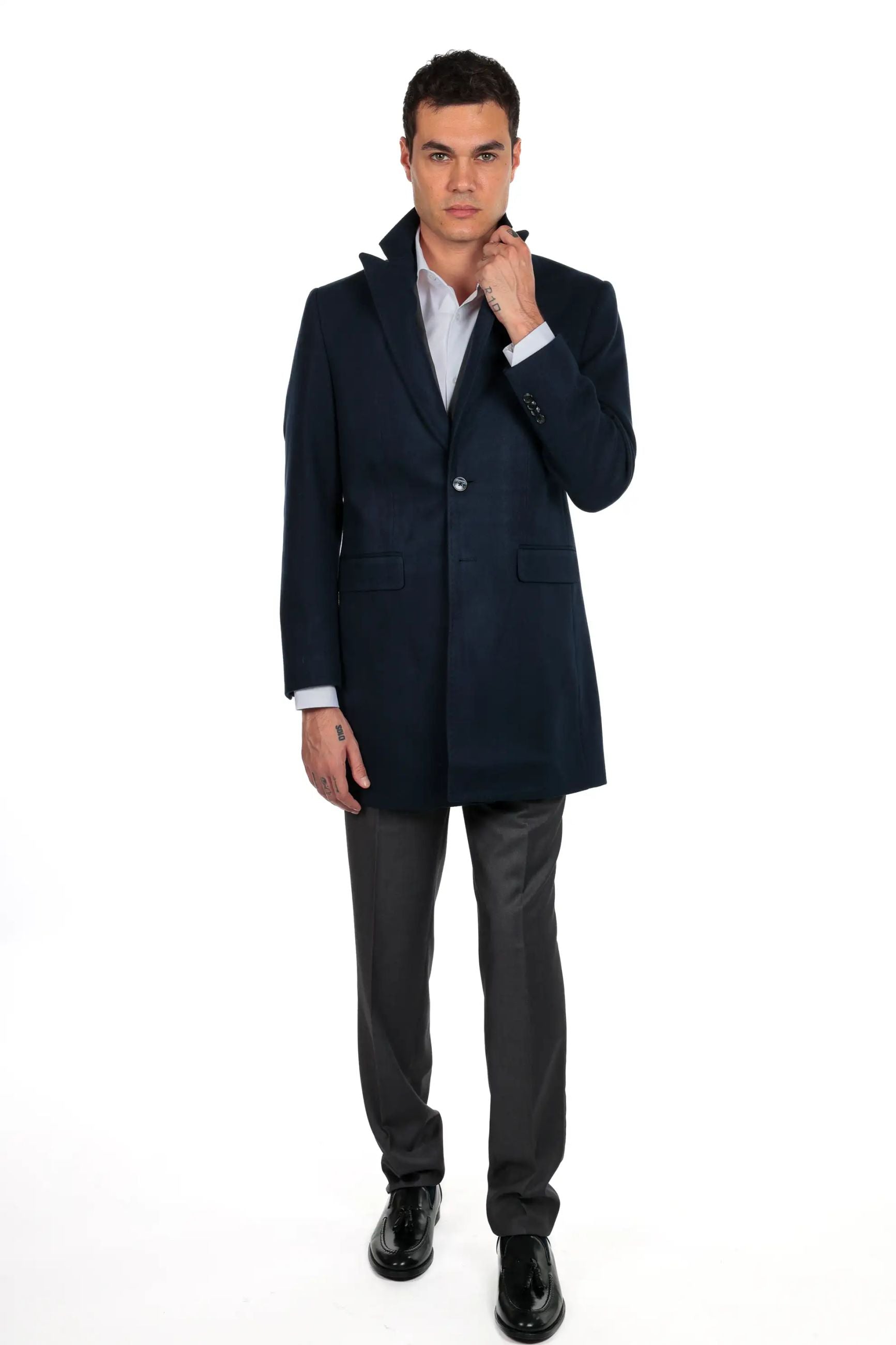 Cappotto monopetto petto a lancia