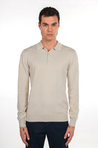 Long-sleeved three-button polo shirt
