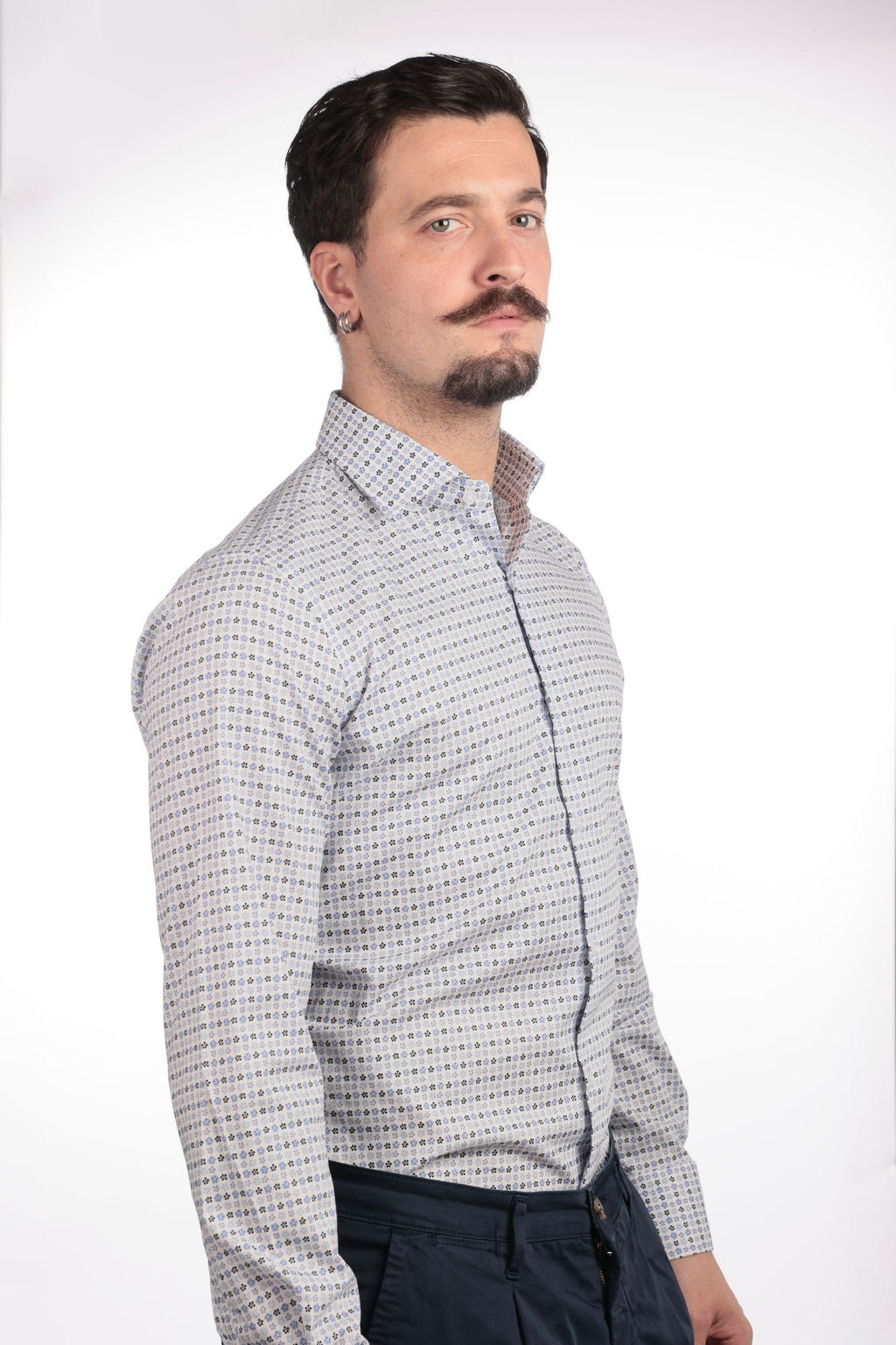 Camicia facile stiro a fantasia 3 fiori
