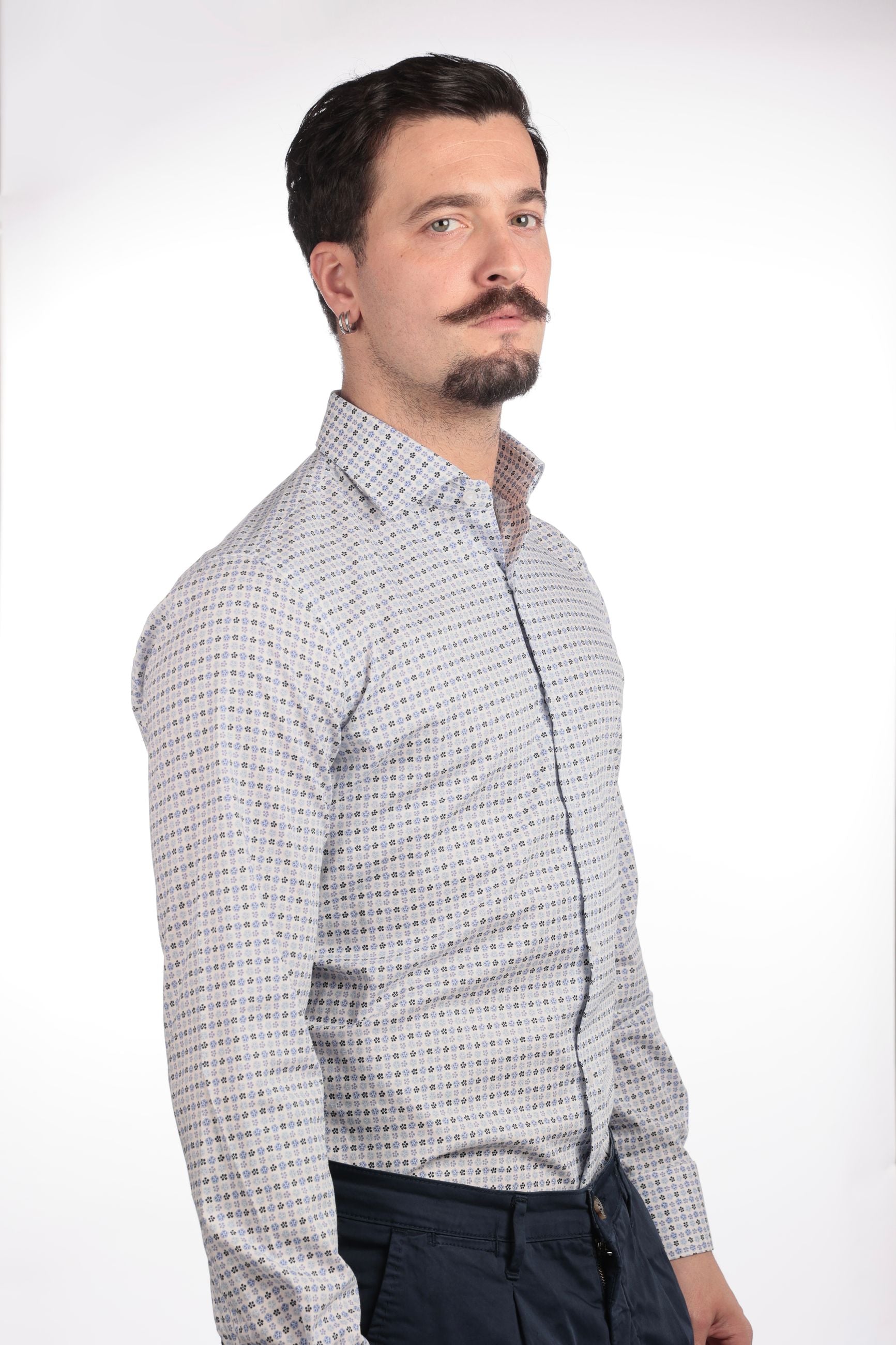 Camicia facile stiro a fantasia 3 fiori