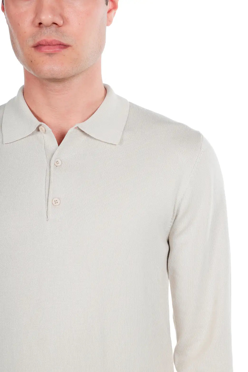 Maglia polo tre bottoni a maniche lunghe