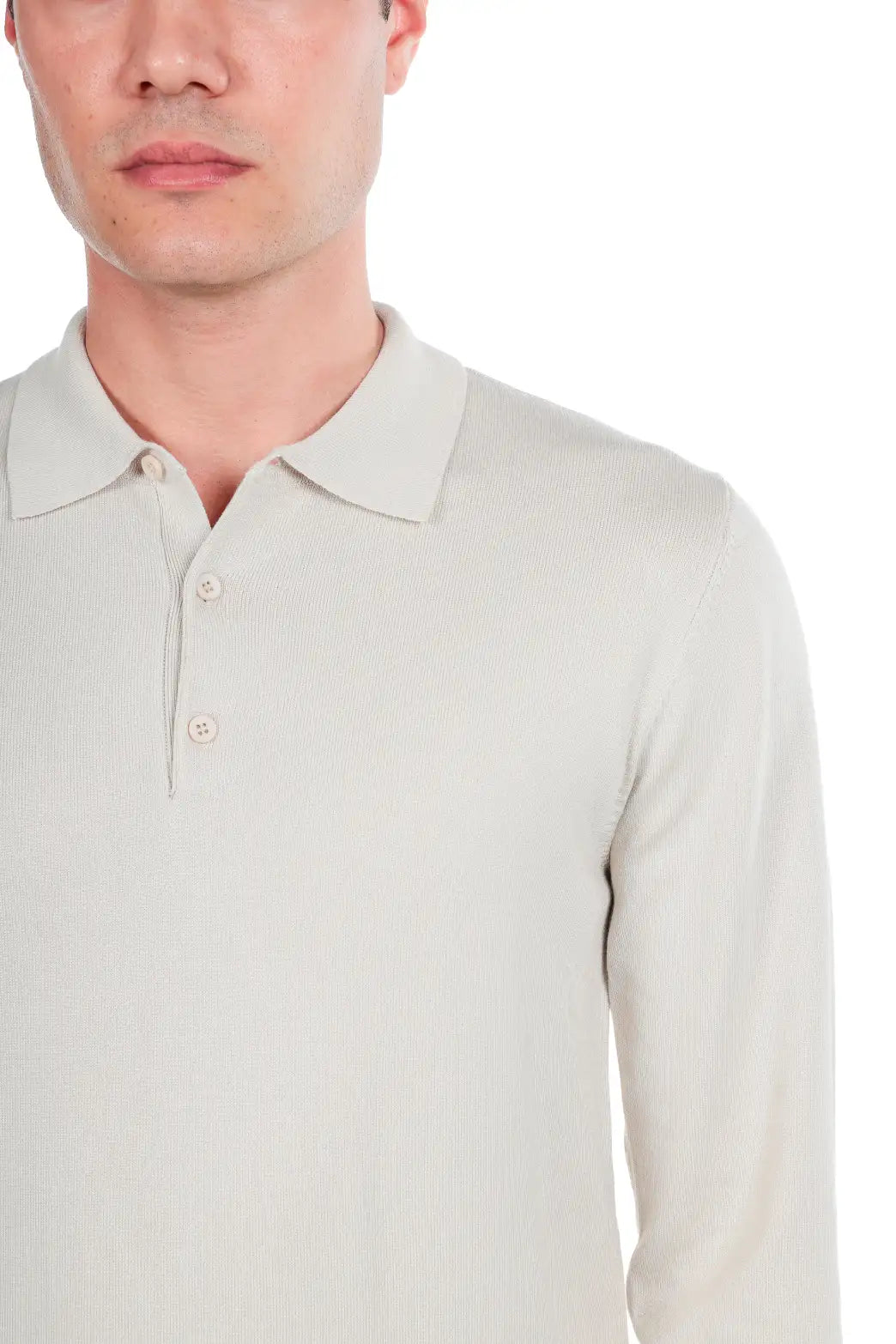 Maglia polo tre bottoni a maniche lunghe