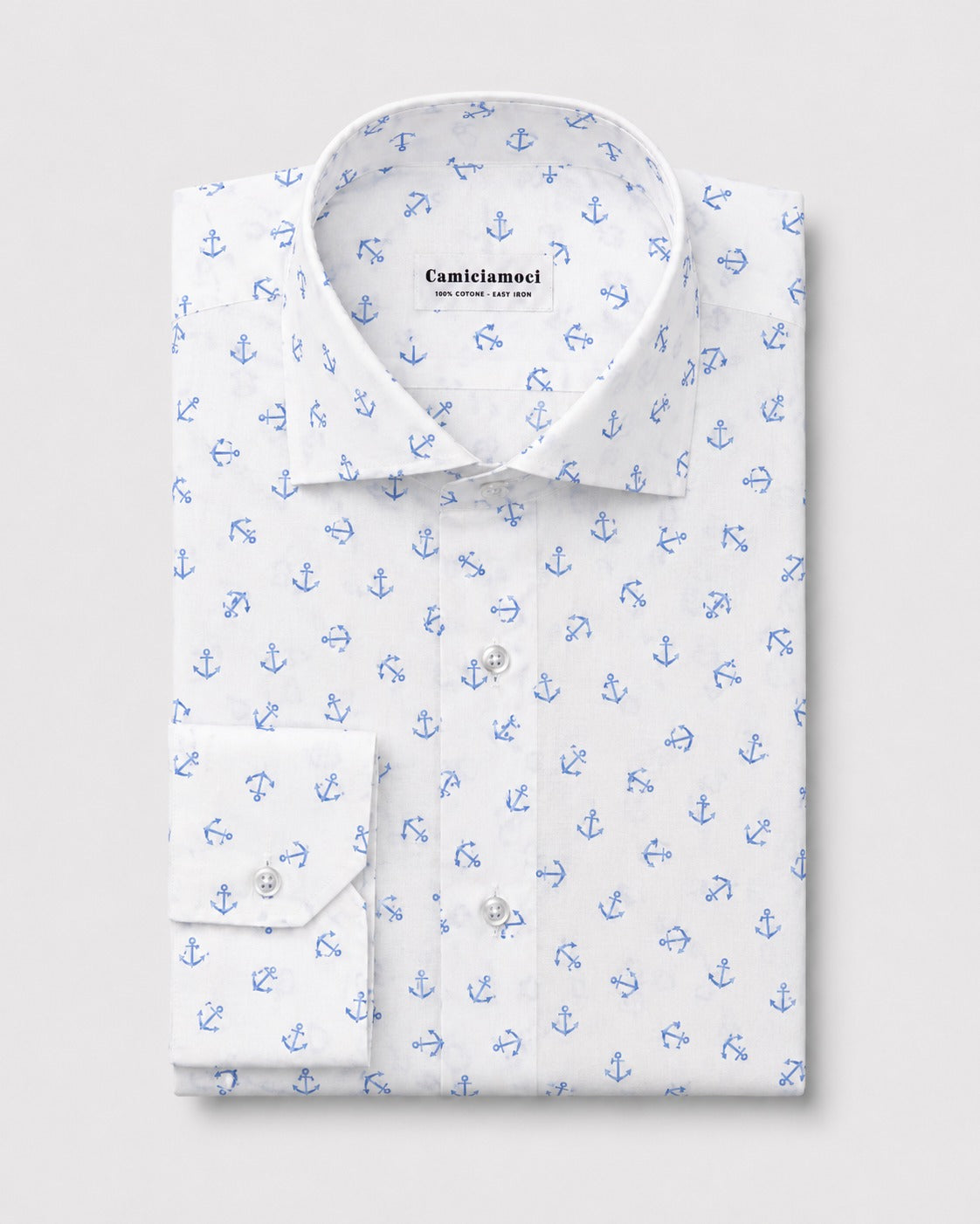 Camicia Uomo in Mussola di Cotone Ultra Leggera – Fantasia Ancore