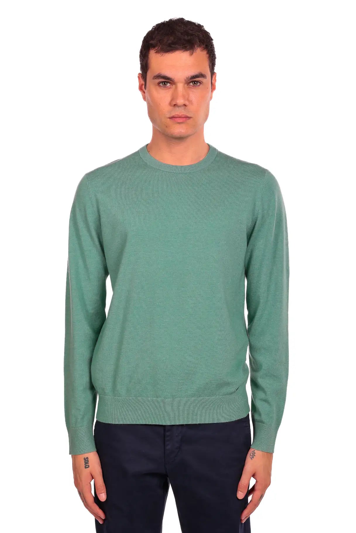 Maglia girocollo tessuto antiallergico effetto lanato