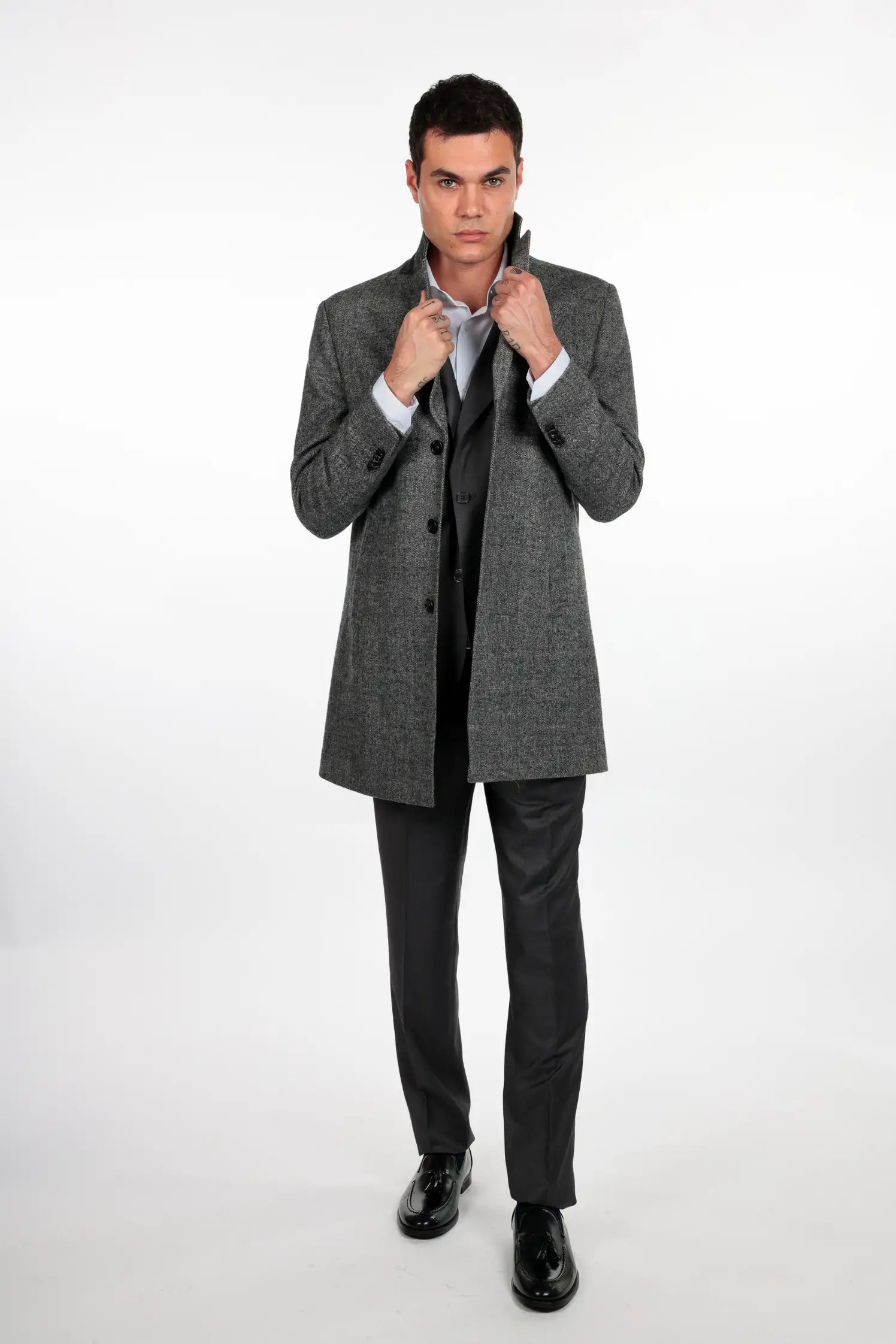 Cappotto spigato monopetto