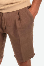 Bermuda in 100% lino con pences