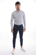 Camicia riga media in puro cotone
