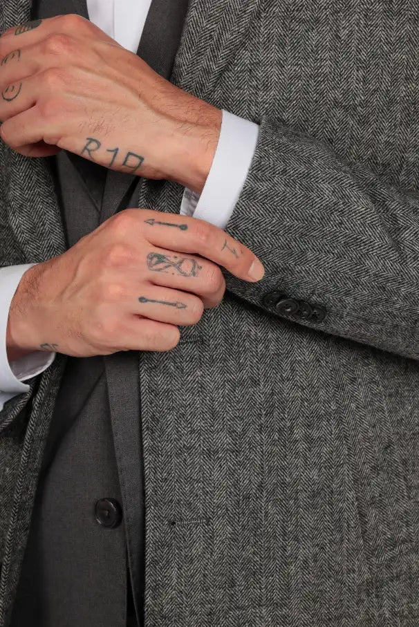 Cappotto spigato monopetto