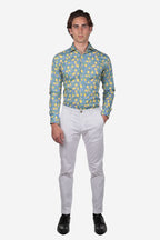 Camicia Uomo Mussola di Cotone Limoni di Positano manica lunga