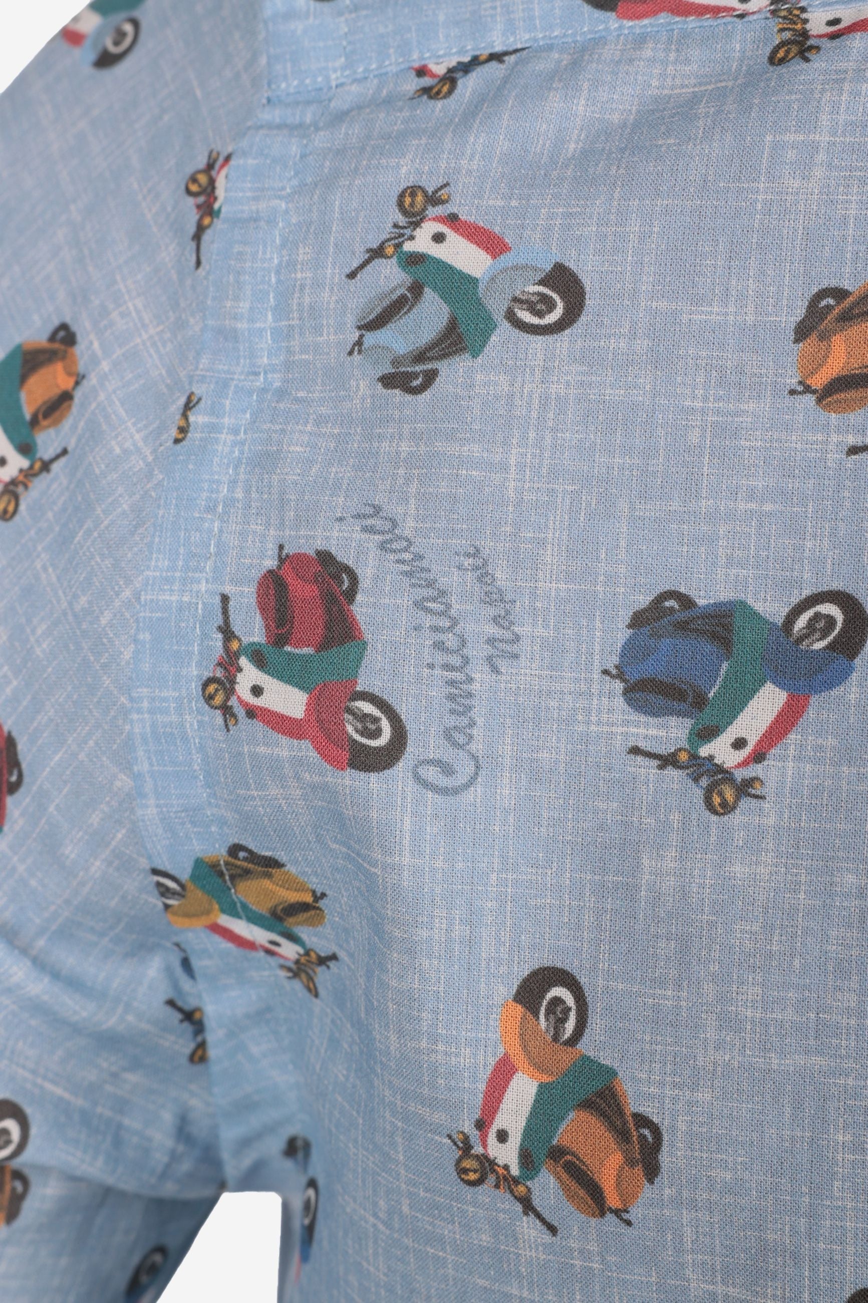 Camicia mezza manica 100% cotone con fantasia vespa